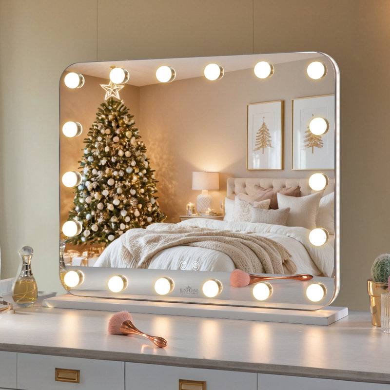 Pracilla Vanity Mirror Makeup Mirror with RGB Color Changing LED Lighted Hollywood Tabletop Mirror